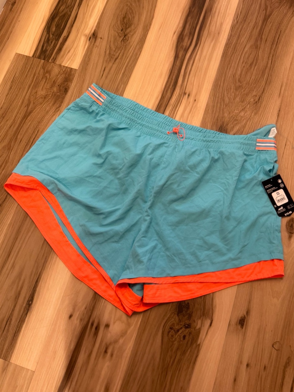 Women’s Avia Aqua with Neon Orange Trim Athletic Shorts XXL NWT